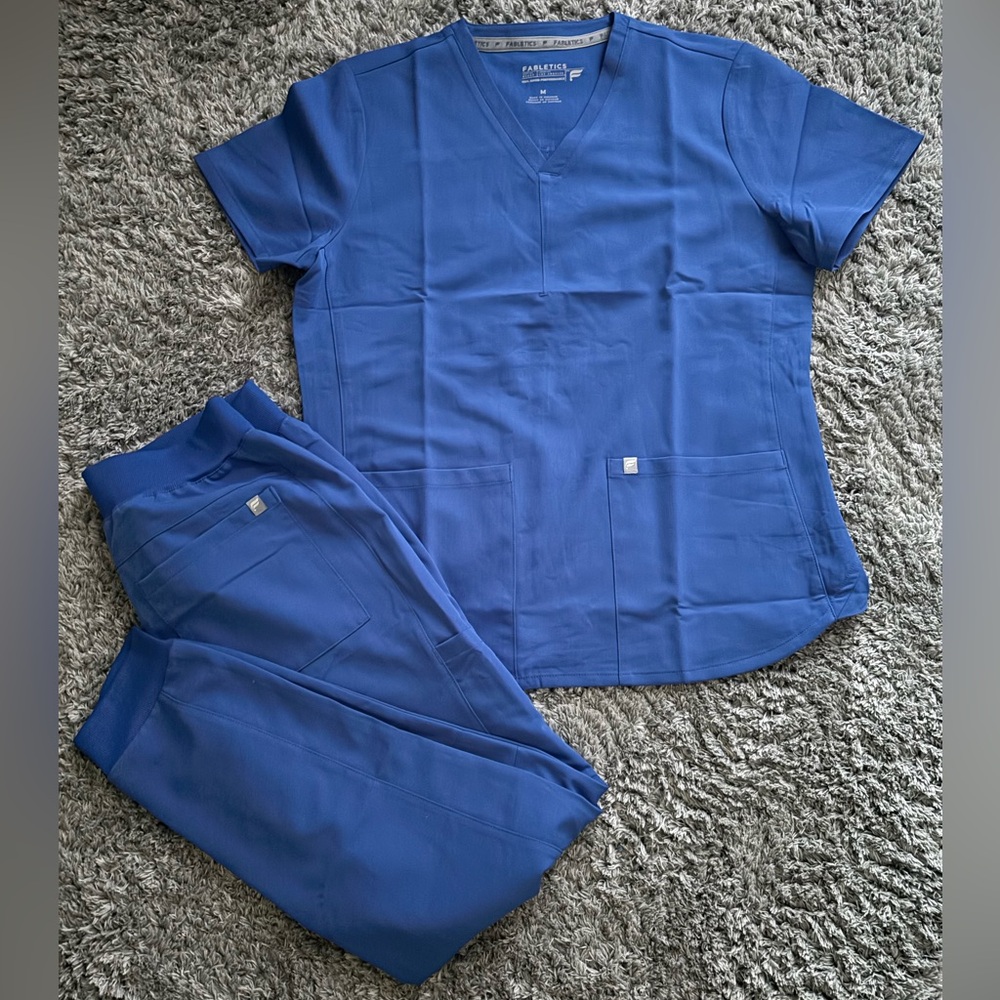 Fabletics Royal Blue On-Call Jogger Scrub Set, Size Medium